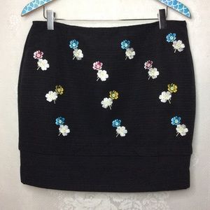HD in Paris Floral Embroidered Black Mini Skirt P